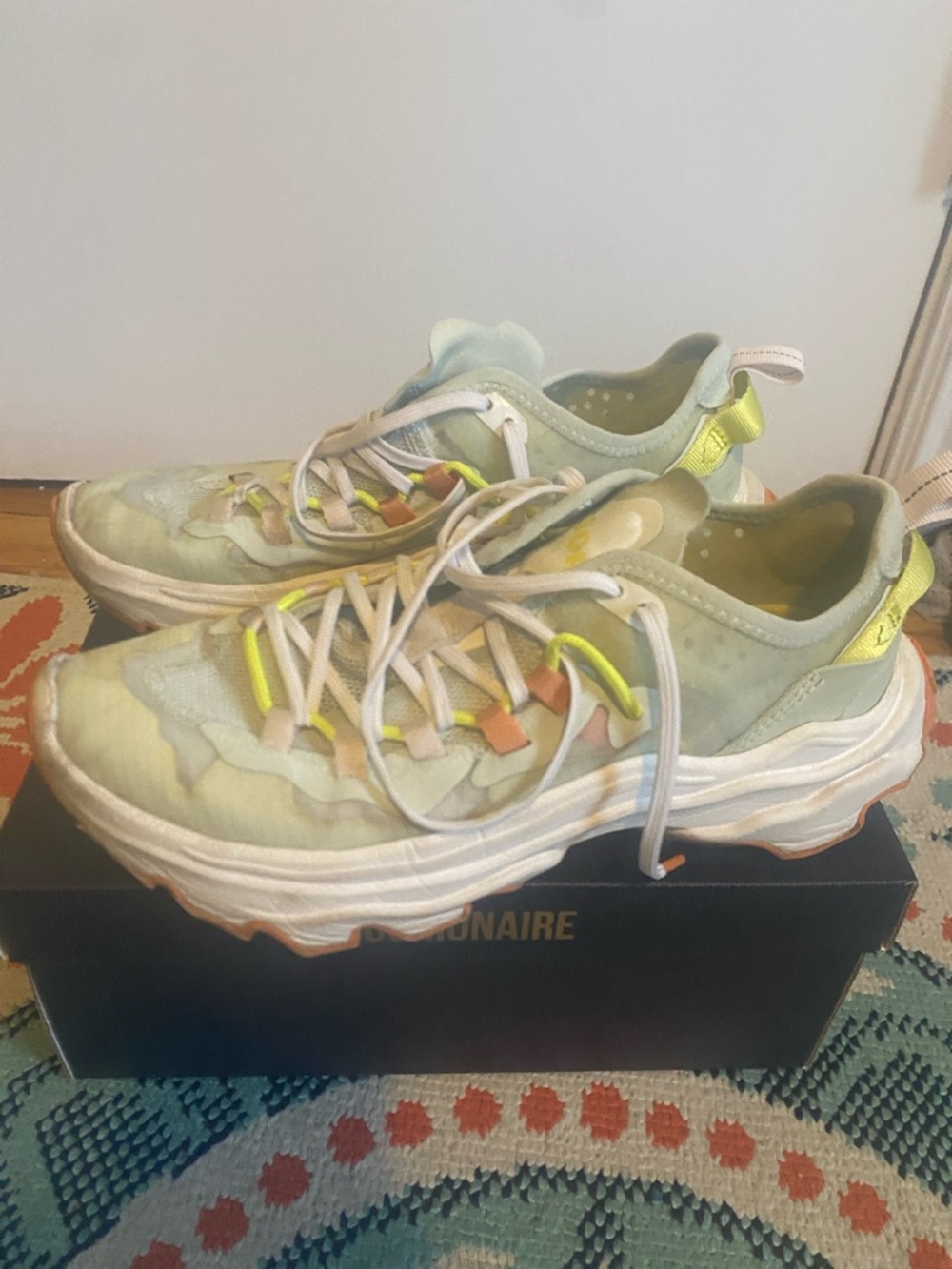 Sorel Pale Green and Neon Accent Trail Sneakers